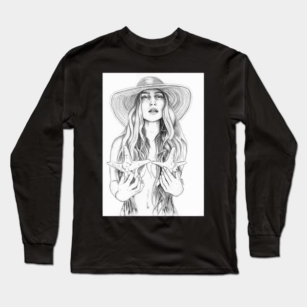 Perrie Edwards Starfish Drawing Long Sleeve T-Shirt by lureason